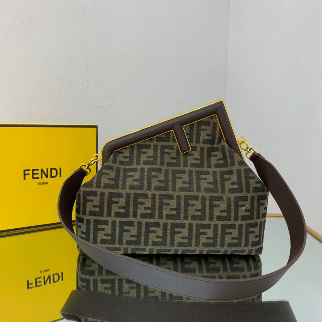 [TOP] FENDI FENDI First Canvas Medium Shoulder Bag