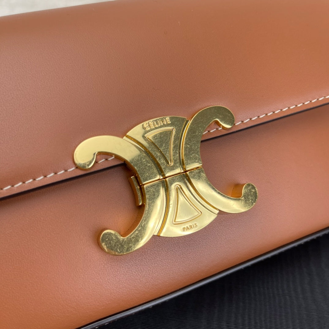 [TOP] CELINE Triomphe Shoulder Bag - Brown