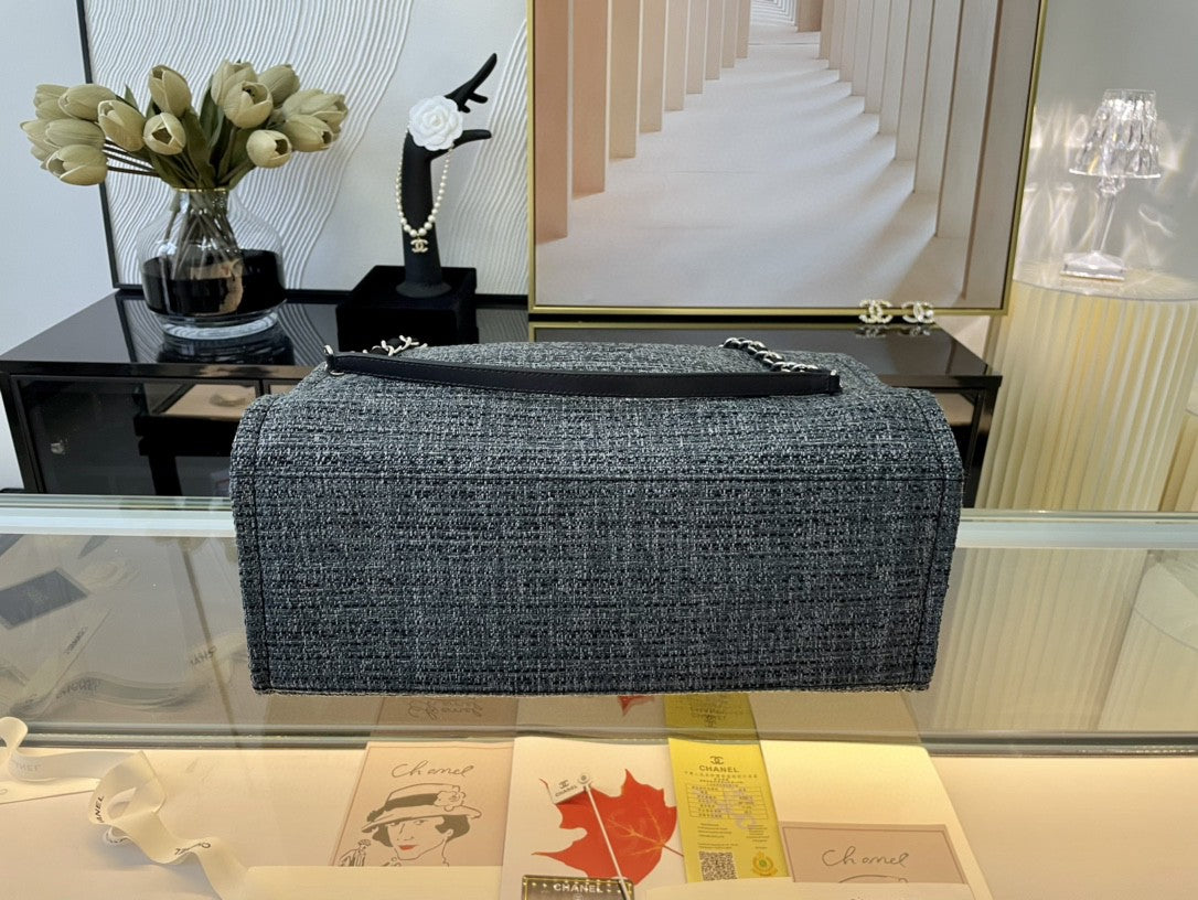 [TOP] CHANEL Deauville Top Handle Tote 39×30×22cm - Charcoal