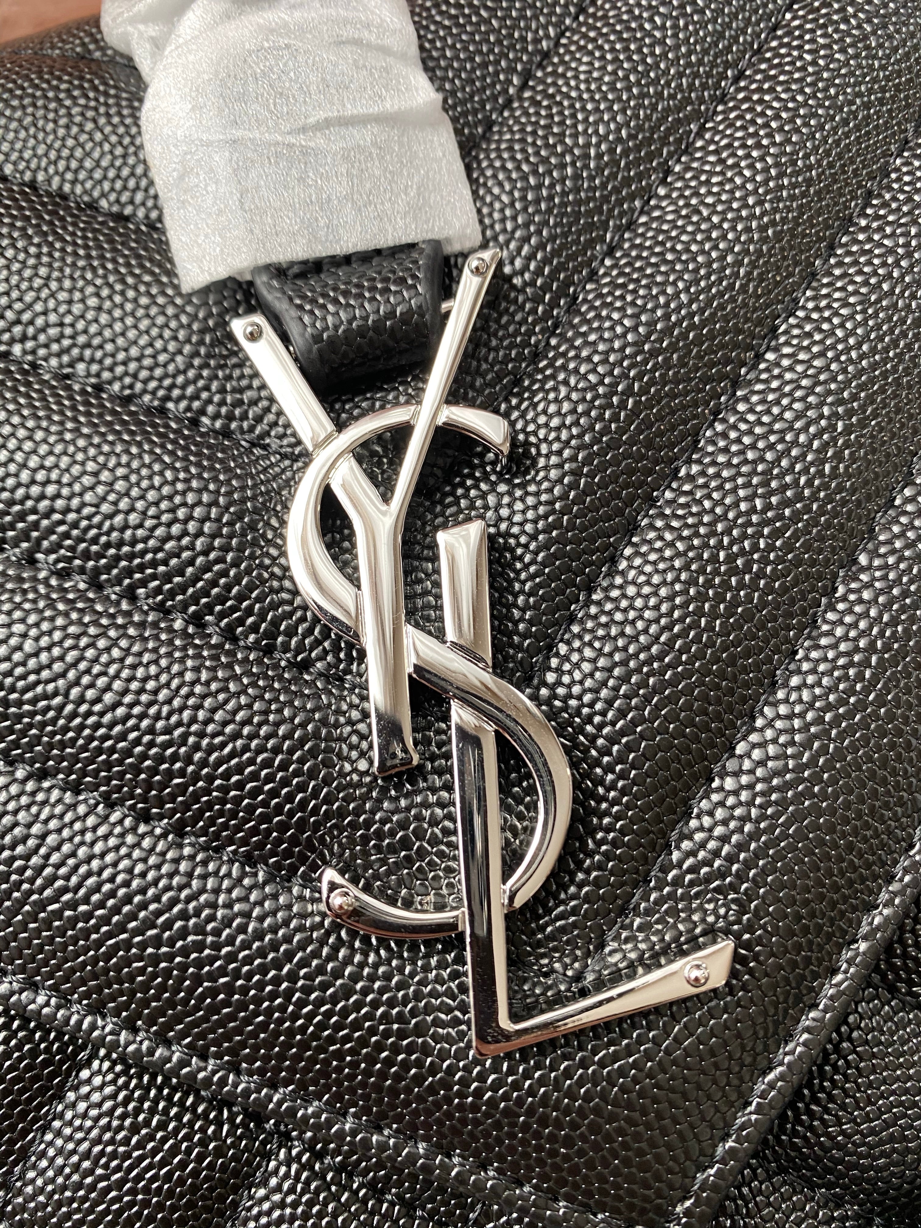 [TOP] Yves Saint Laurent YSL Y.S.L Envelope Shoulder Bag Small - Black w Silver Hardware