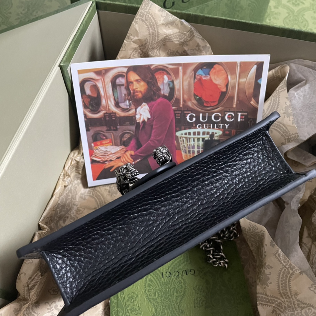 [TOP] GUCCI Dionysus Small Shoulder Bag 16.5x10x4cm - Black & Grey & White-SHW