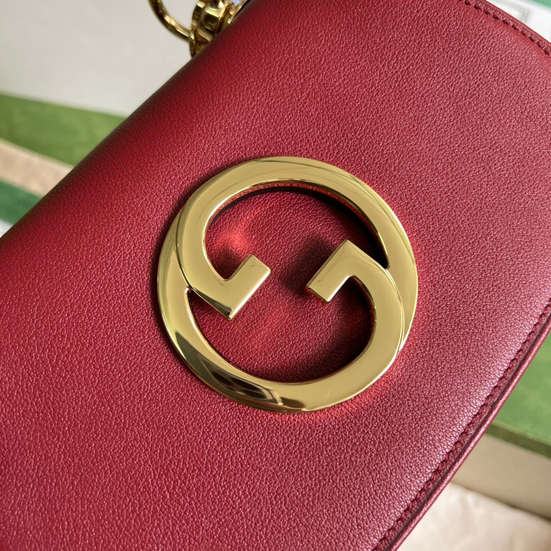 [TOP] GUCCI G*G Blondie Mini Leather Bag 22x13x5.5cm - Red