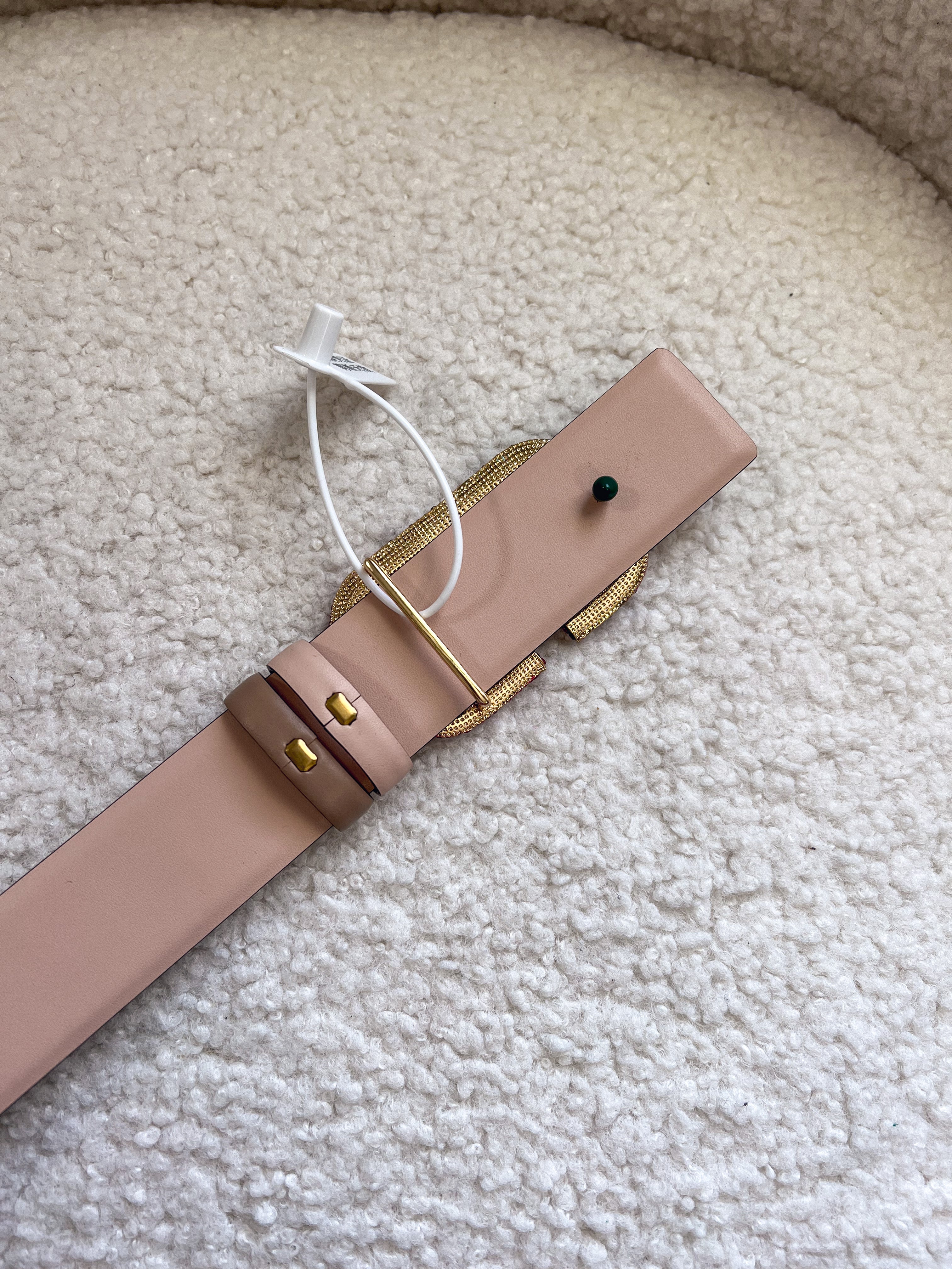 [TOP] VALENTINO  VLOGO Reversible Jewel Belt - Pink/Tan