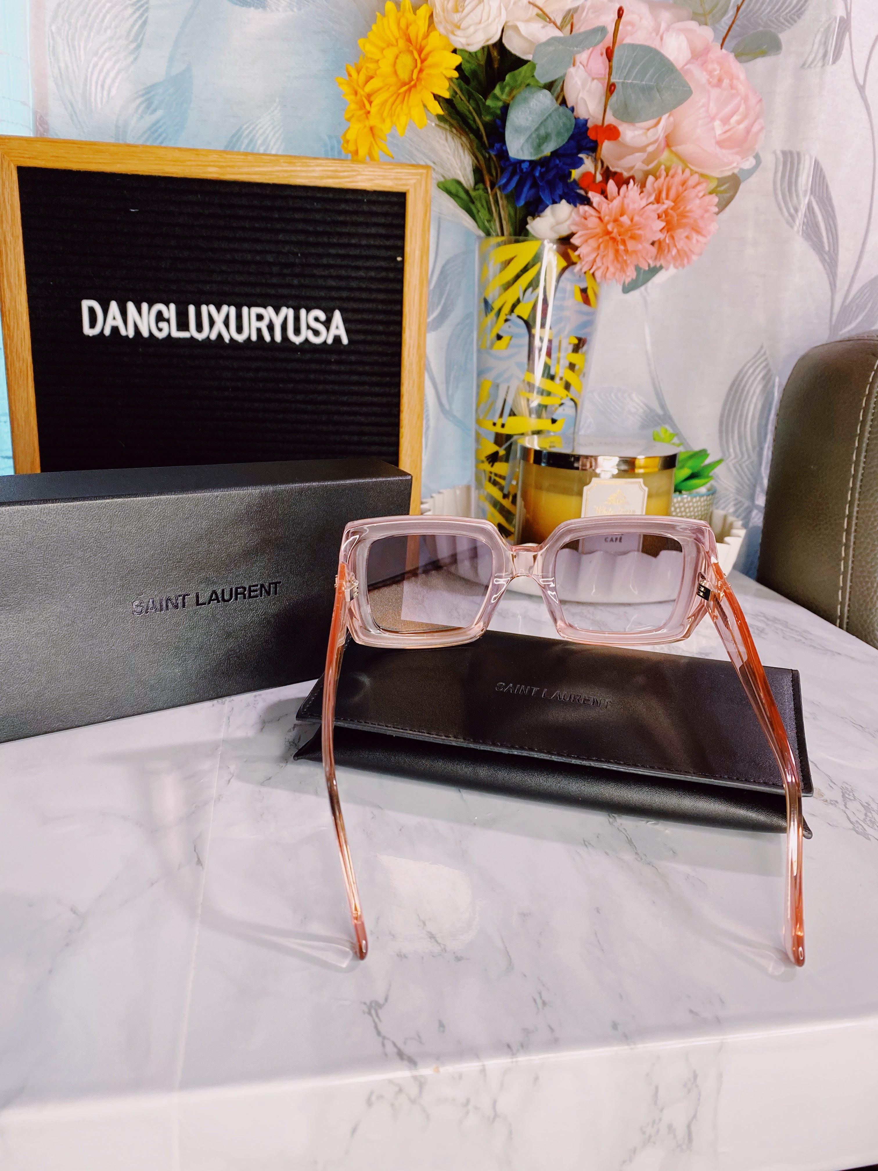 [TOP] Yves Saint Laurent YSL YSL Clear Sunglasses - Pink