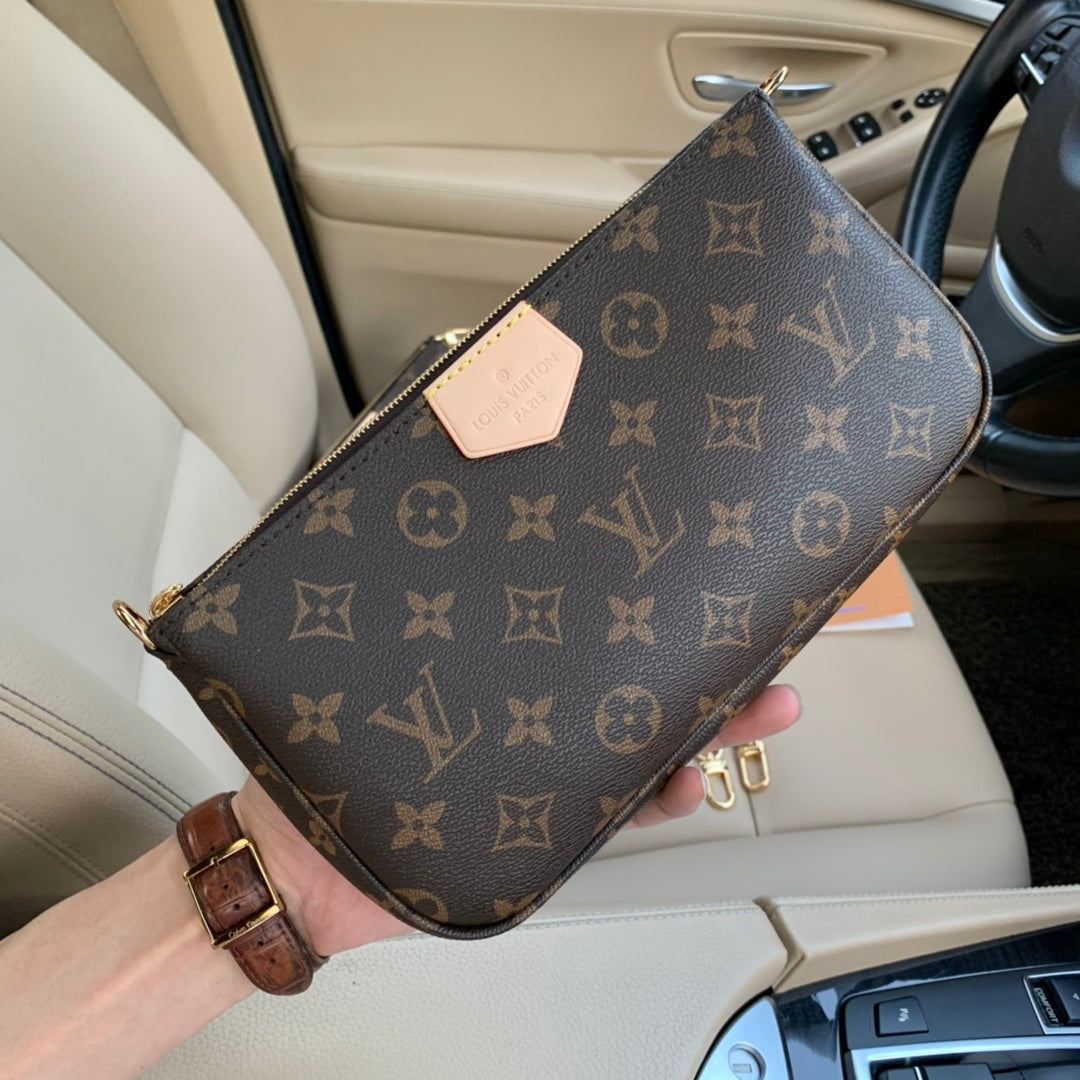 [TOP] Louis Vuitton LV Multi Pochette Monogram 21X12X3cm- Pink Strap