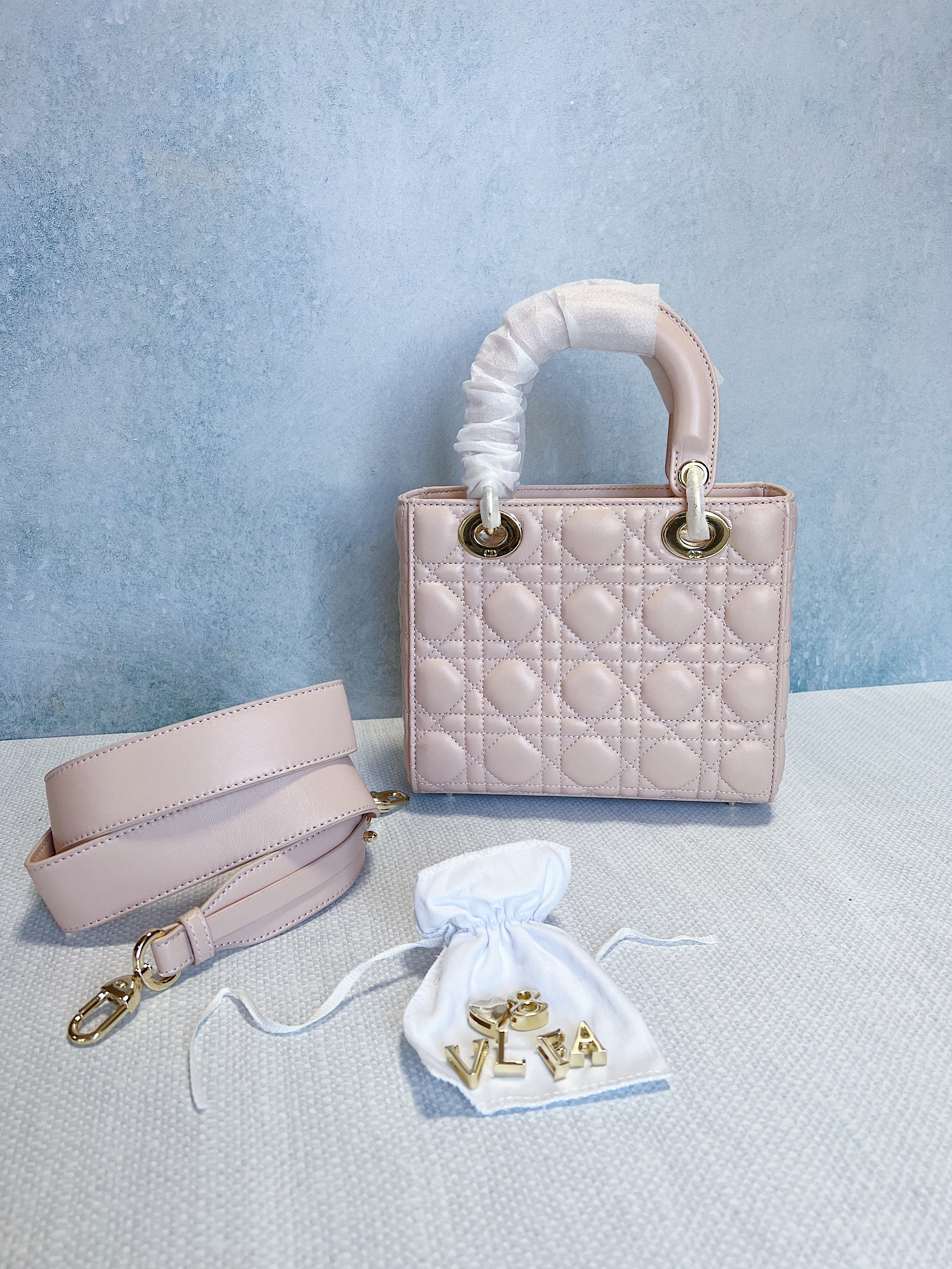 [TOP] Christian Dior Lady Christian Dior Bag ABC - Powder Rose w LGHW