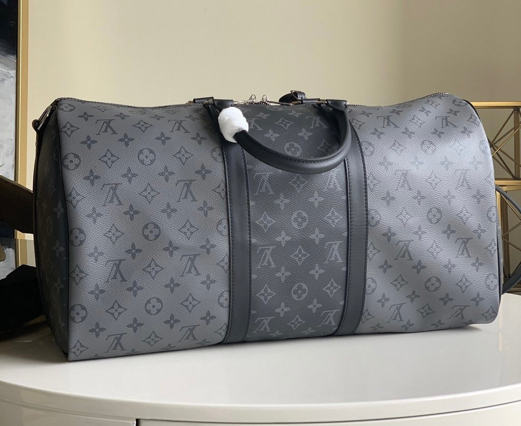 [TOP] Louis Vuitton LV Loui$ Vu!tt0n Keepall Travel Bag 50cm - Monogram Eclipse Reverse Black