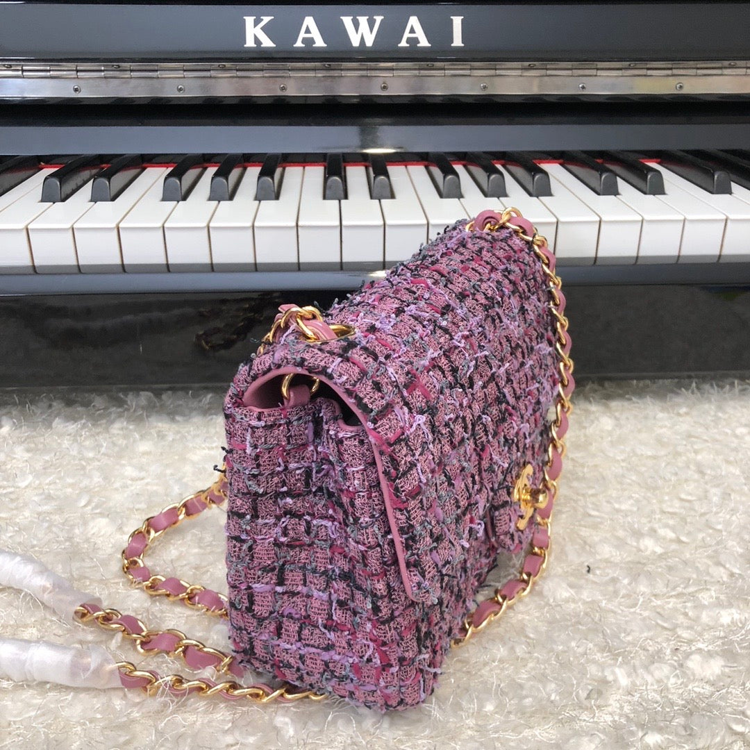 [TOP] CHANEL Classic Flap Bag Tweed Mini Rectangular 20cm - Purple