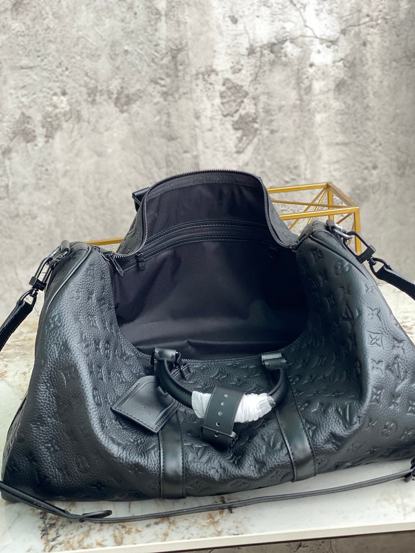 [TOP] Louis Vuitton LV Loui$ Vu!tt0n Keepall Travel Bag 50cm - Taurillon Empreinte Black