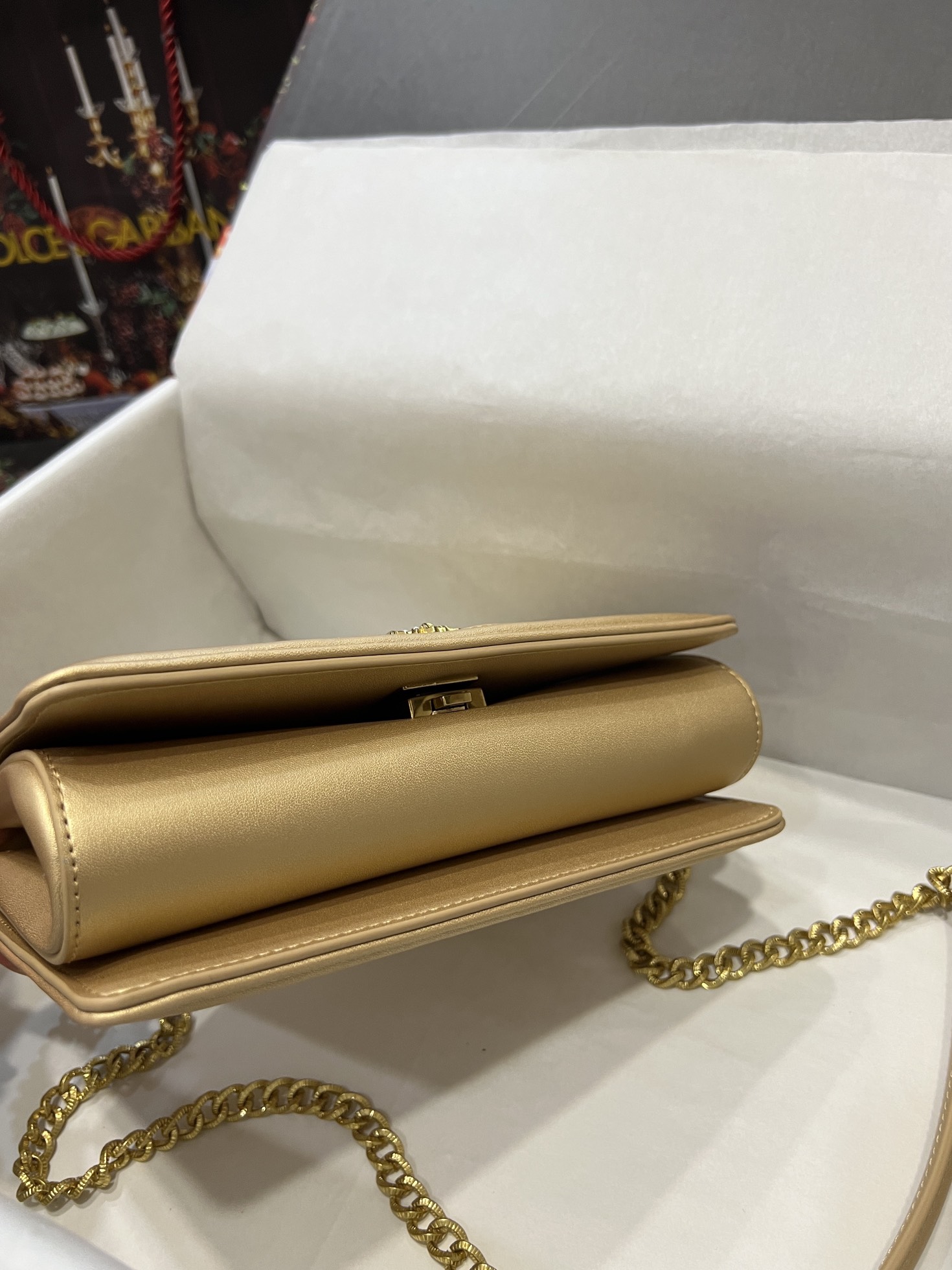 [TOP] Dolce & Gabbana D&G Nappa Leather Devotion Bag 21cm/26cm - Golden