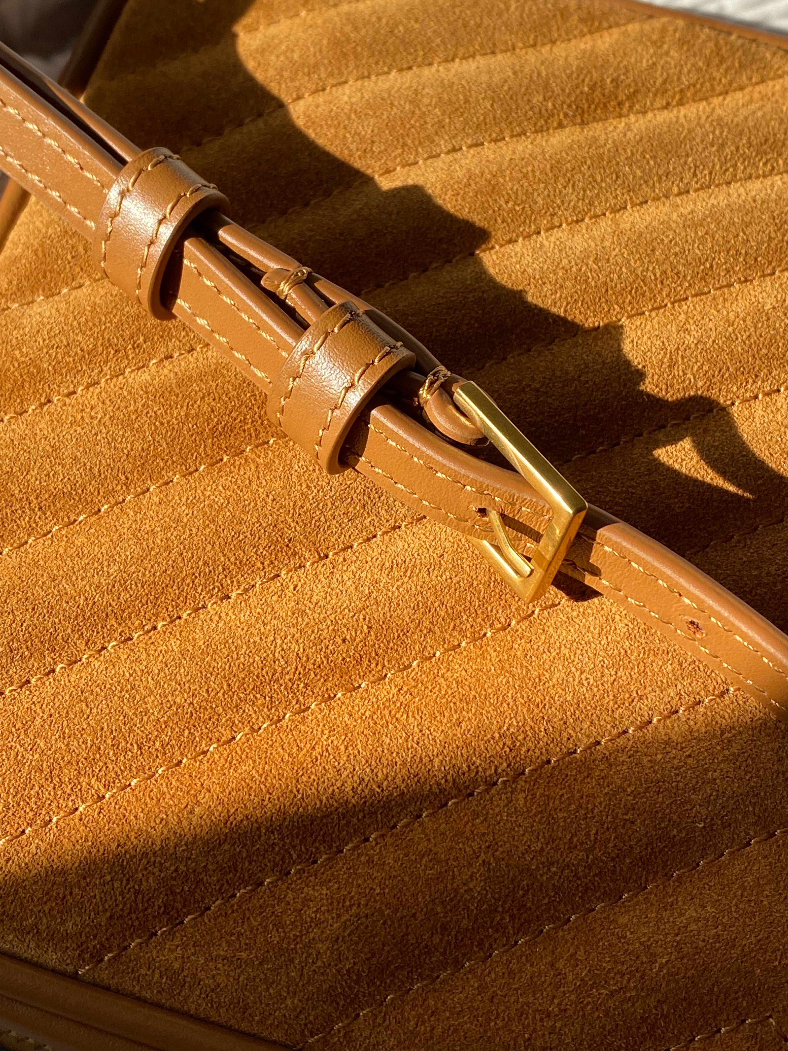 [TOP] Yves Saint Laurent YSL Loulou Camera Bag in Quilted Suede 23.5*16*7CM- BROWN