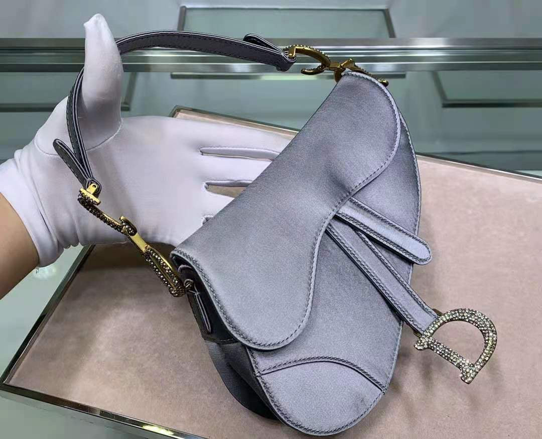 [TOP] Christian Dior Saddle Satin Bag with Diamonds Hardware