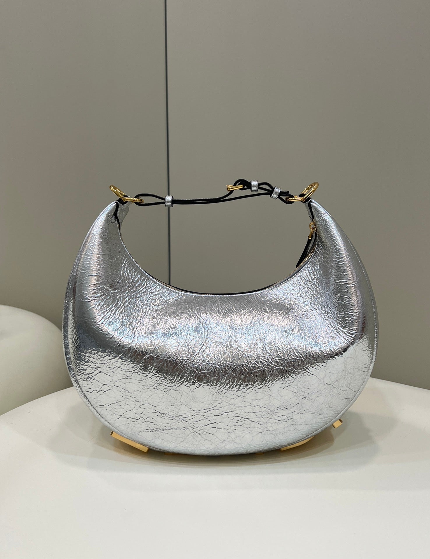 [TOP] FENDI Fendigraphy Bags Small Hand Bag - Silver