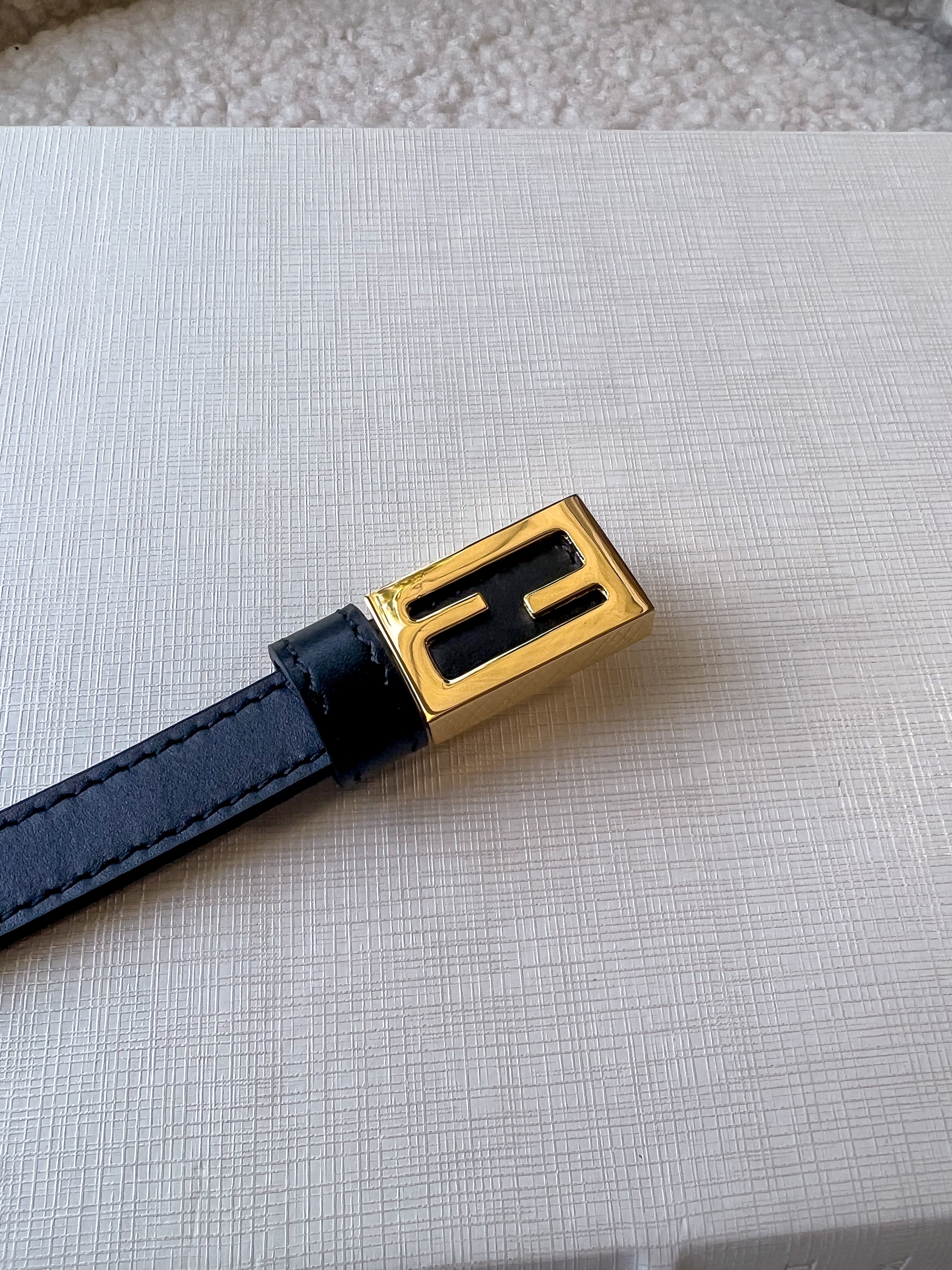 [TOP] FENDI  Women Thin Baguette Waist Belt - Black