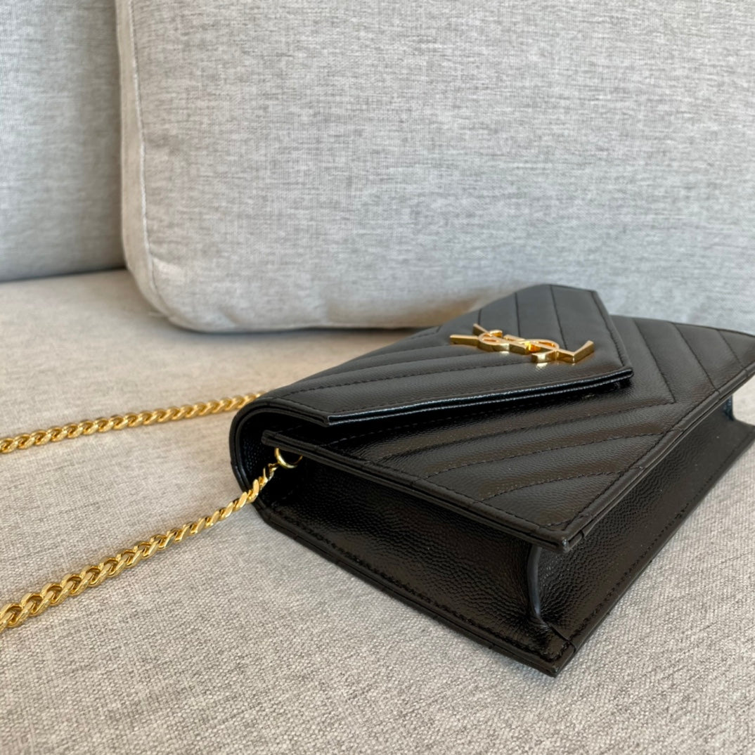 [TOP] Yves Saint Laurent YSL Envelope WOC Bag 19cm - Black