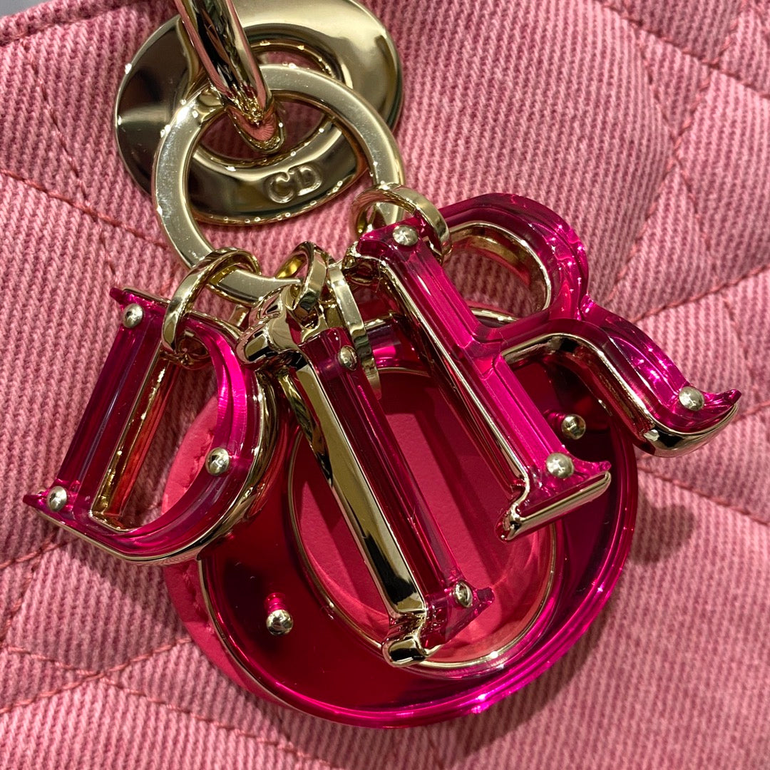 [TOP] Christian Dior Lady D-Joy Bag Cannage Denim - Pink