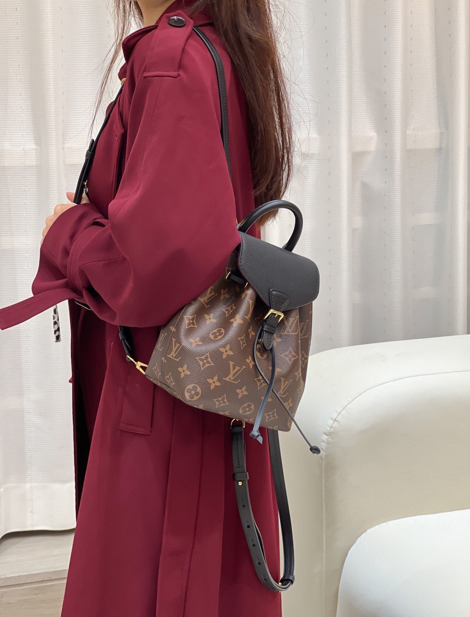 [TOP] Louis Vuitton LV L*V Montsouris Monogram BB Backpack 17/20/10.5cm - Black