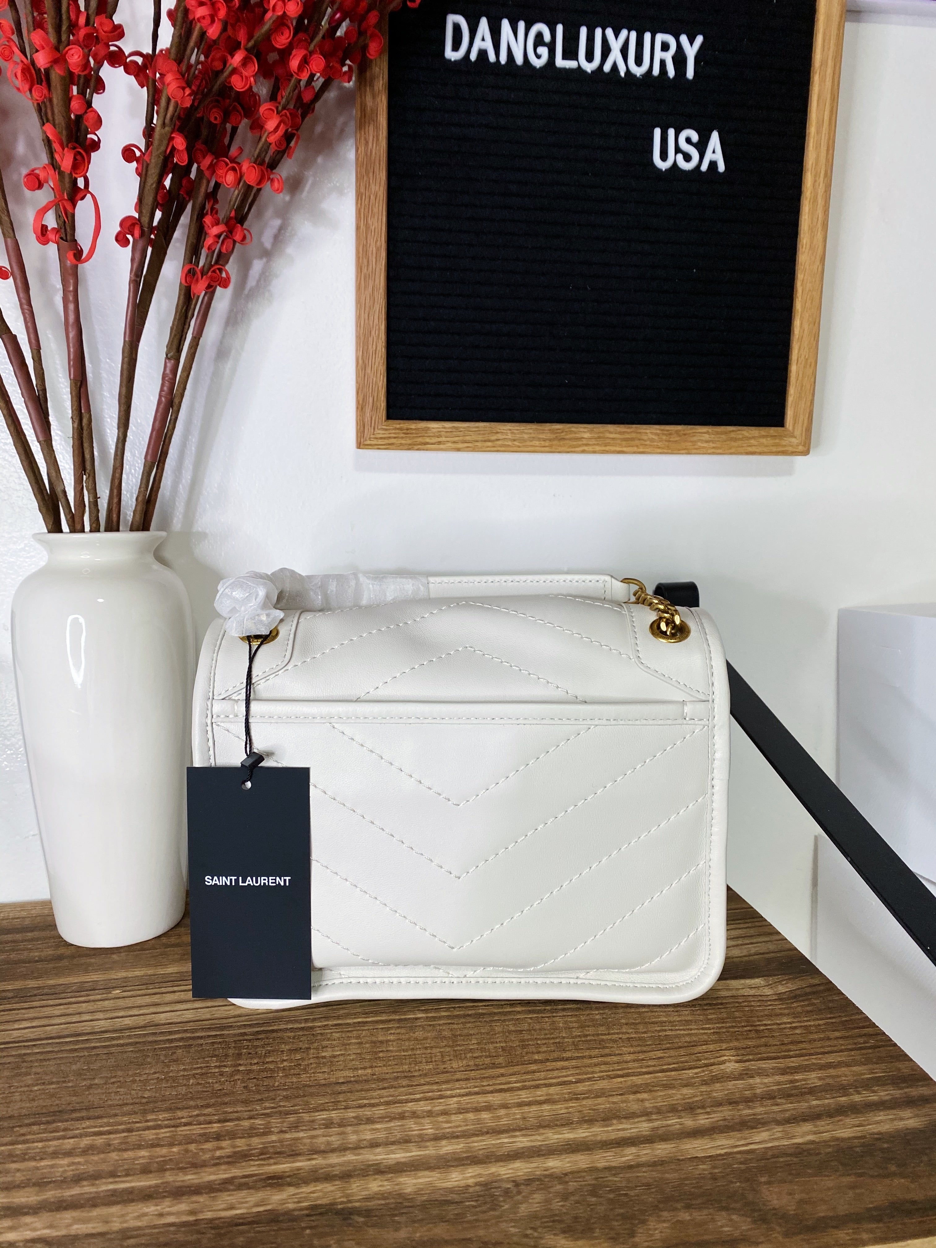 [TOP] Yves Saint Laurent YSL Nikki Small - OFF WHITE