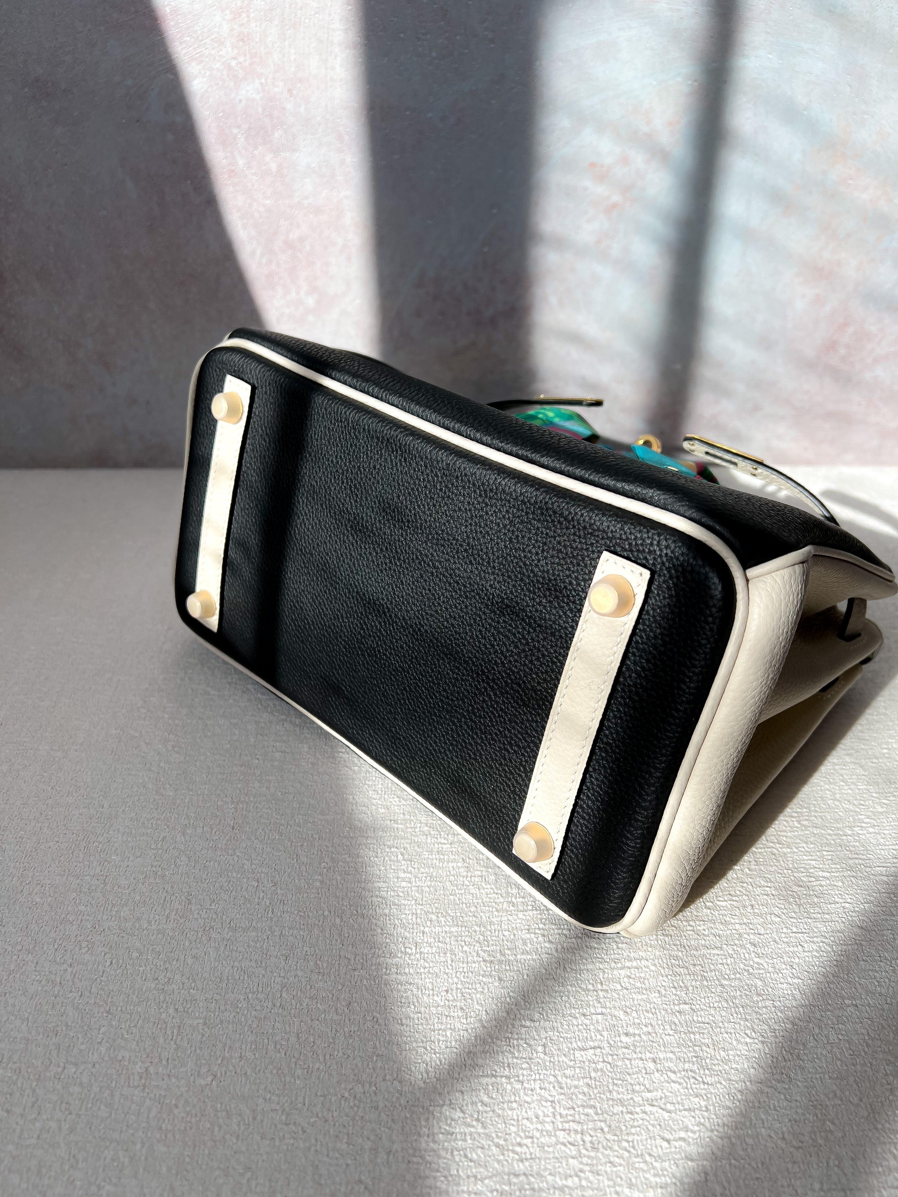 [TOP] HERMES Birkin 2 Tones 25cm - Black and Cream (Customised)