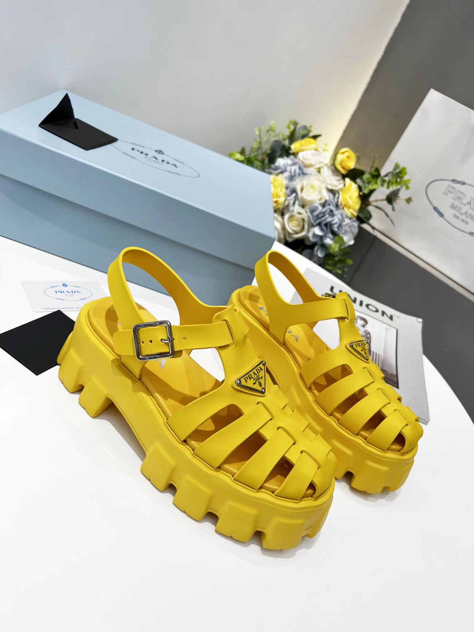 [TOP] PRADA Women’s Rubber Cage Platform Sandals - Collection