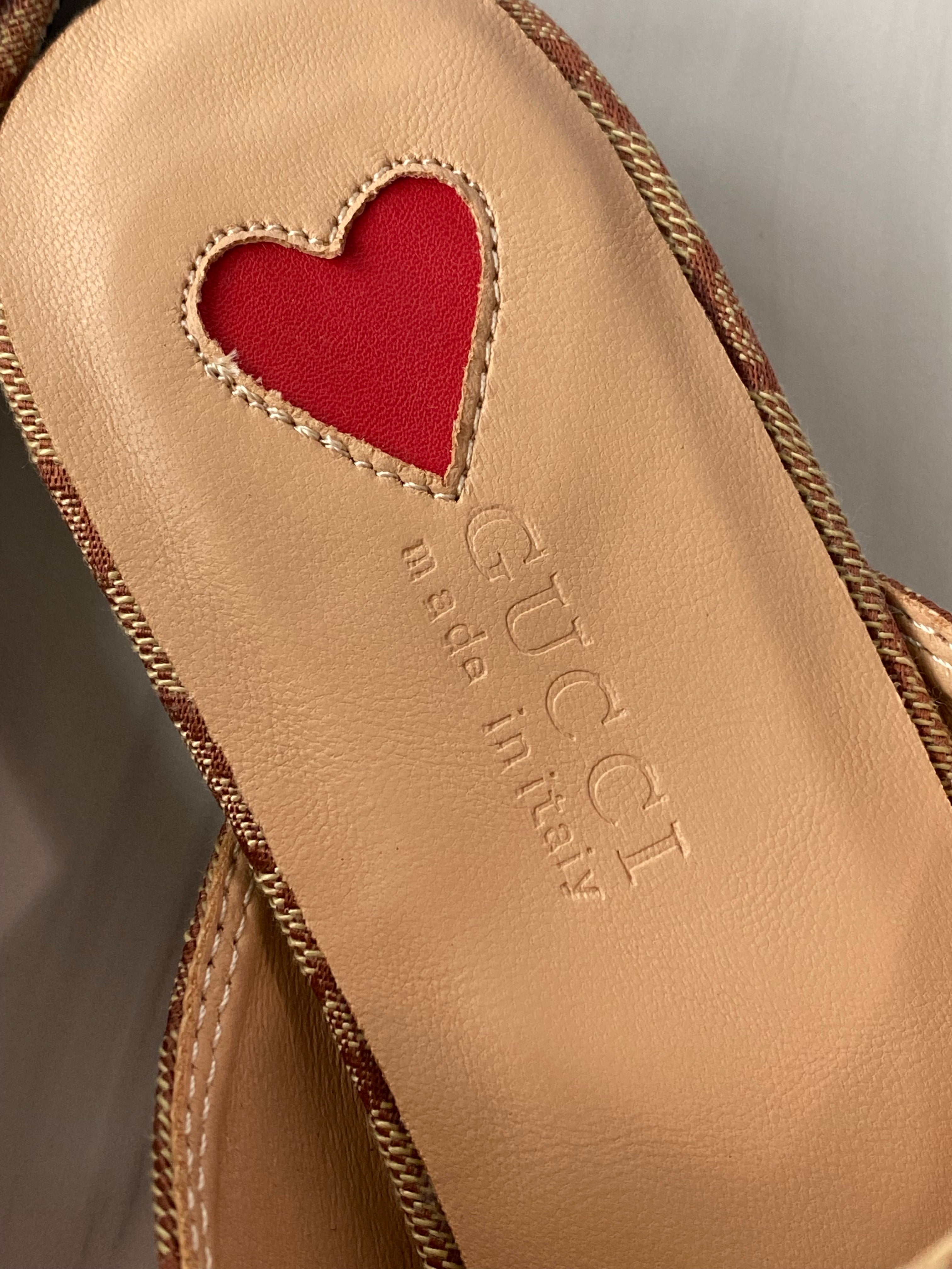 [TOP] GUCCI Princetown Canvas Mules Sandals - Brown