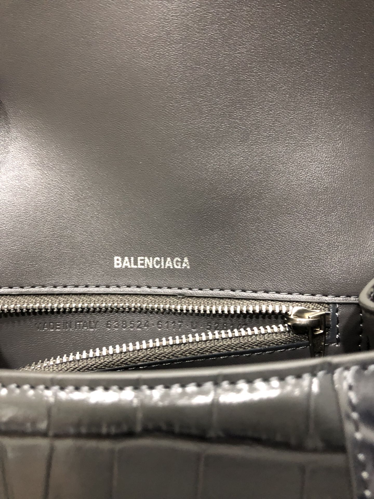 [TOP] BALENCIAGA Crocodile-Print Hourglass Bag 19/23cm - Gray
