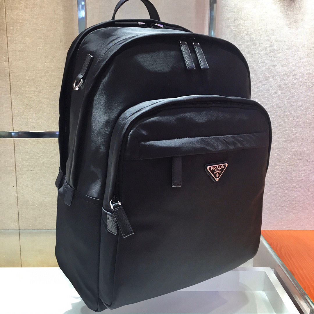 [TOP] PRADA Re-Nylon and Saffiano Leather Backpack - Black