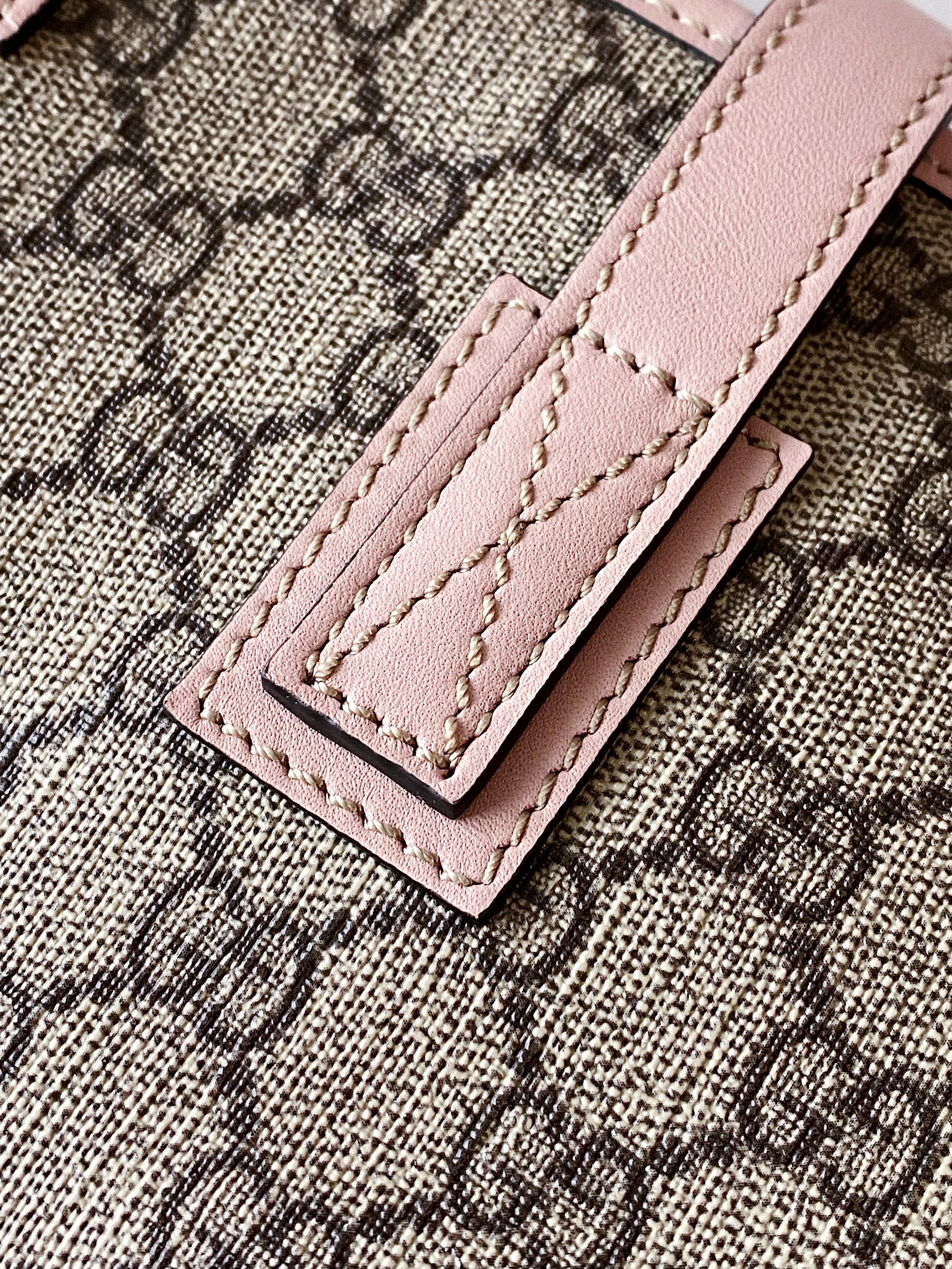 [TOP] GUCCI Supreme Tote Zipper Bag 38x28x11cm - Pink