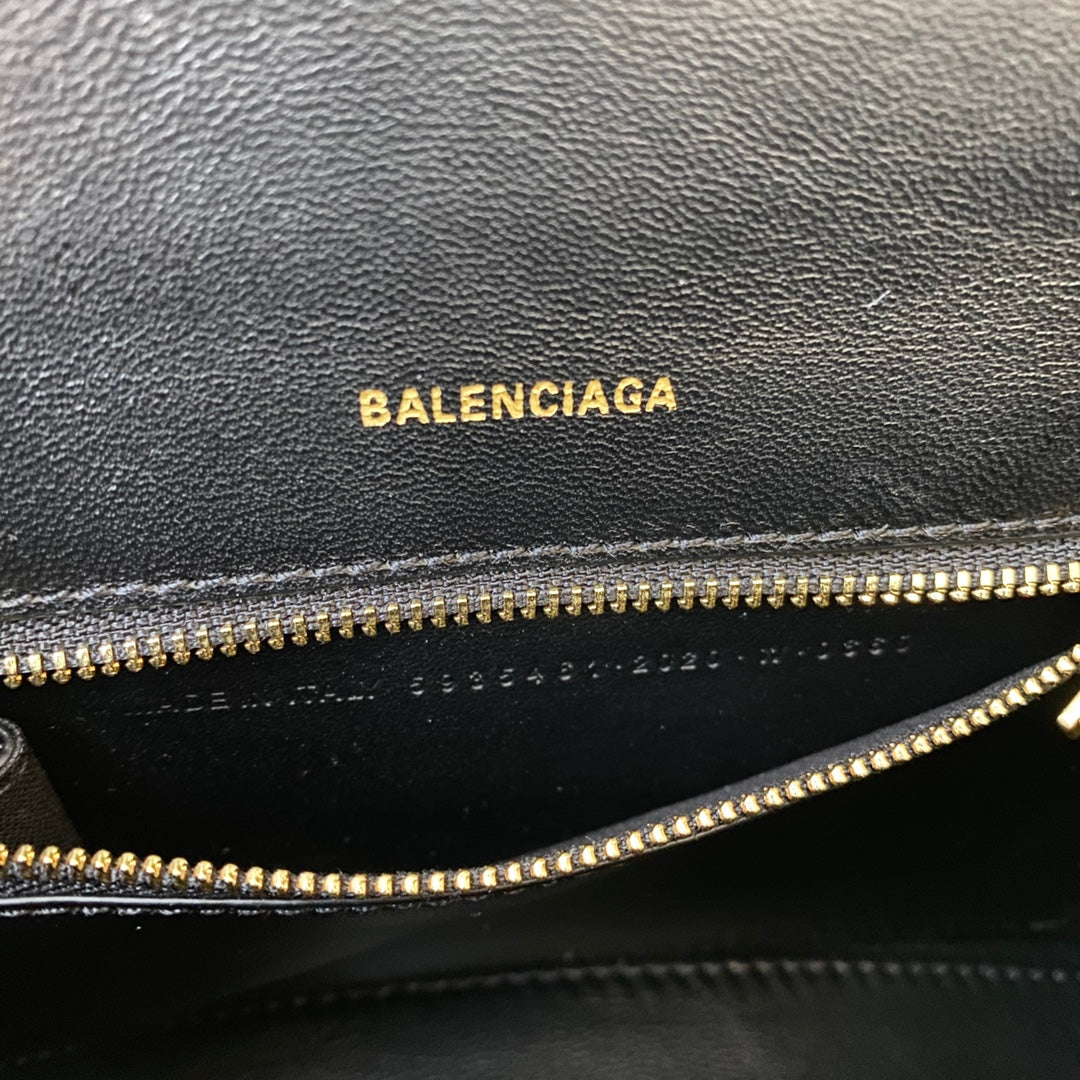 [TOP] BALENCIAGA Hourglass Small 23 cm Calfskin Bag - Black