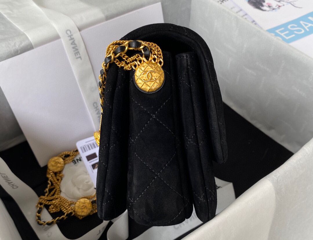 [TOP] CHANEL 19 Bag Coin Chain Small 26CM - Black