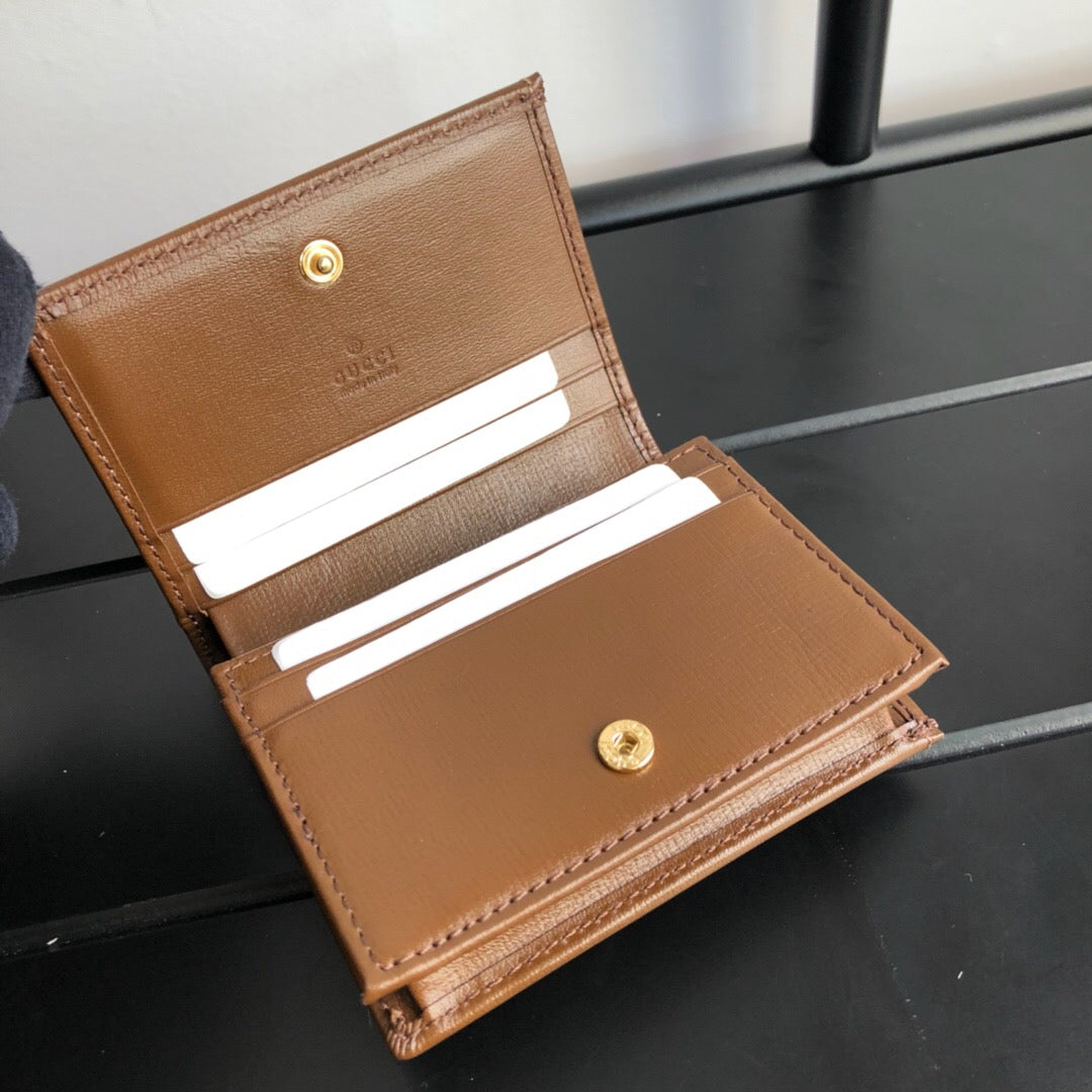 [TOP] GUCCI G*G Horsebit Compact Folding Wallet - Brown