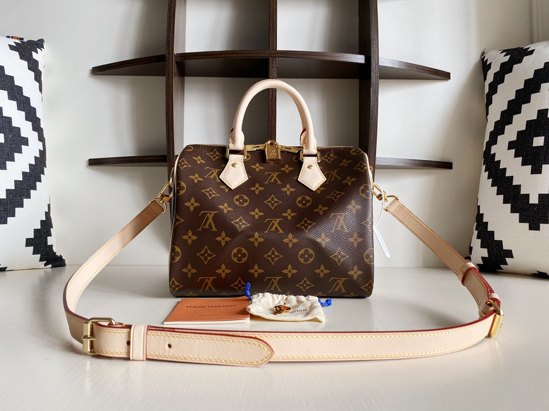 [TOP] Louis Vuitton LV  Speedy 25 Monogram Bag 25x19x15cm -Brown
