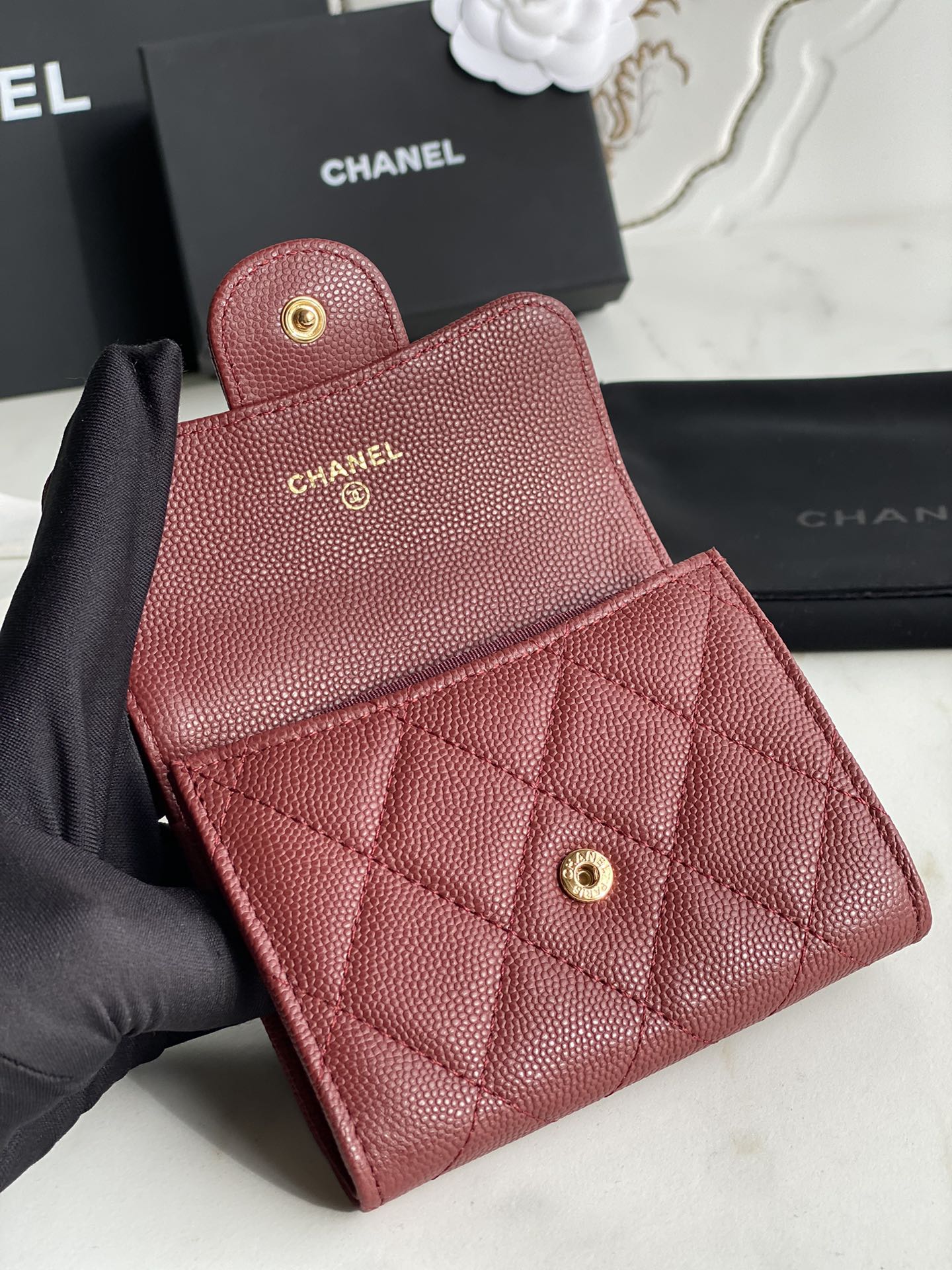 [TOP] CHANEL Flab Wallet - Red