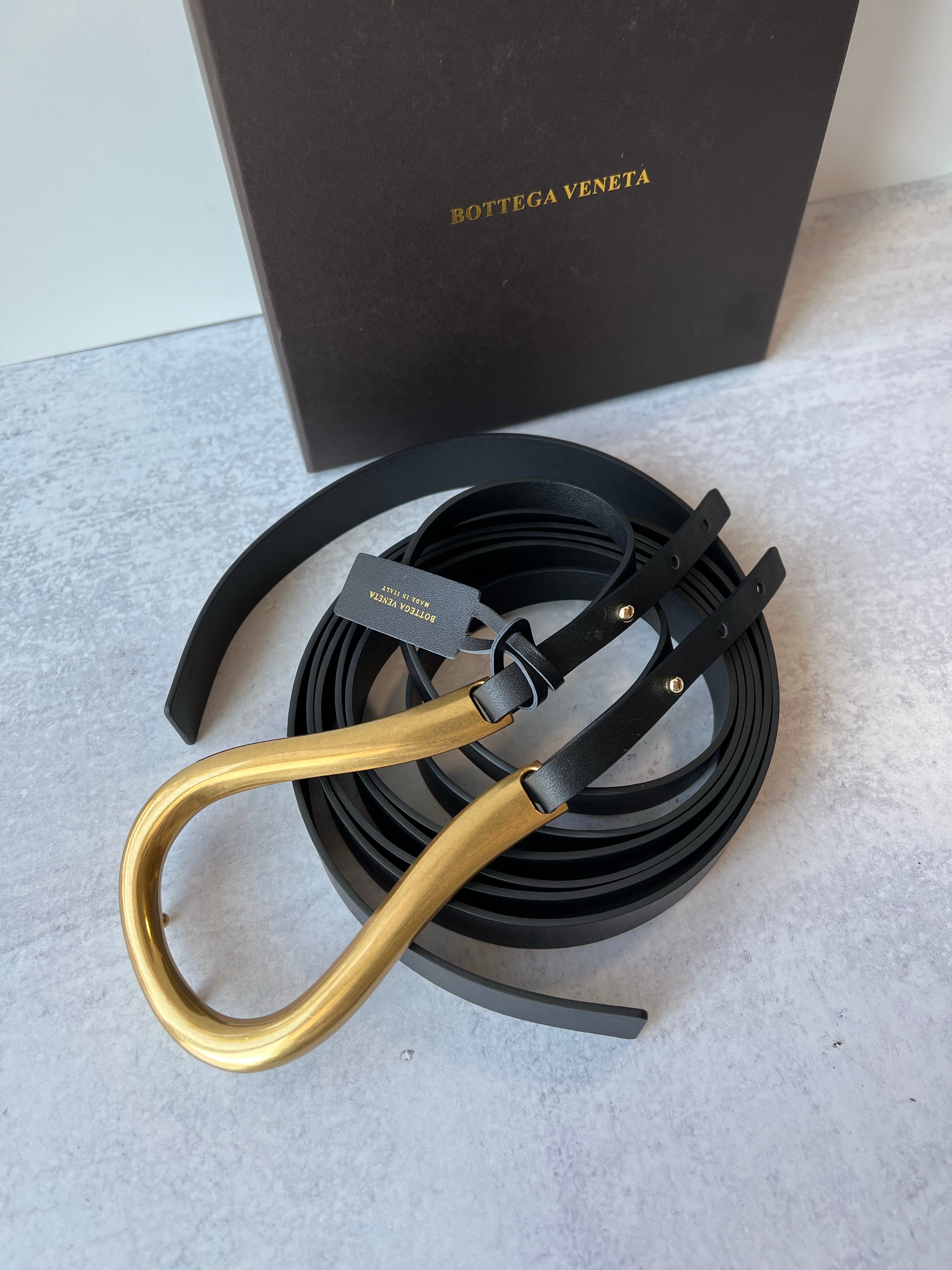 [TOP] Bottega Veneta BV  Horsebit Belt - Black