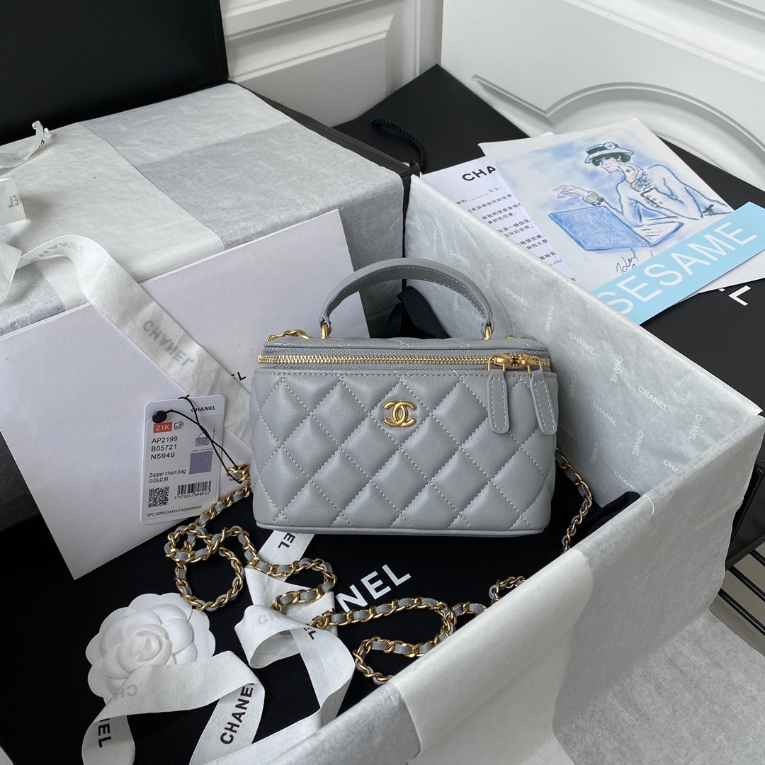 [TOP] CHANEL Vanity Case Top Handle SS21 - Grey