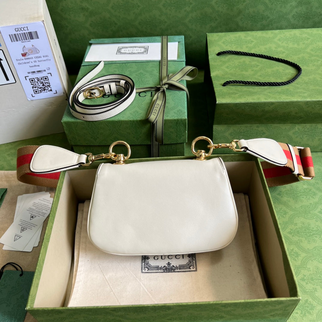 [TOP] GUCCI G*G Blondie Mini Leather Bag 22x13x5.5cm - White