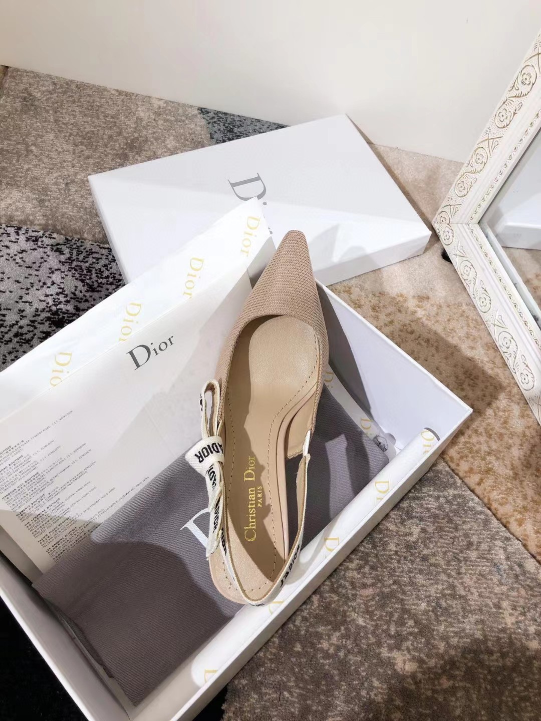 [TOP] Christian Dior J’adior Slingback High Heels - Beige