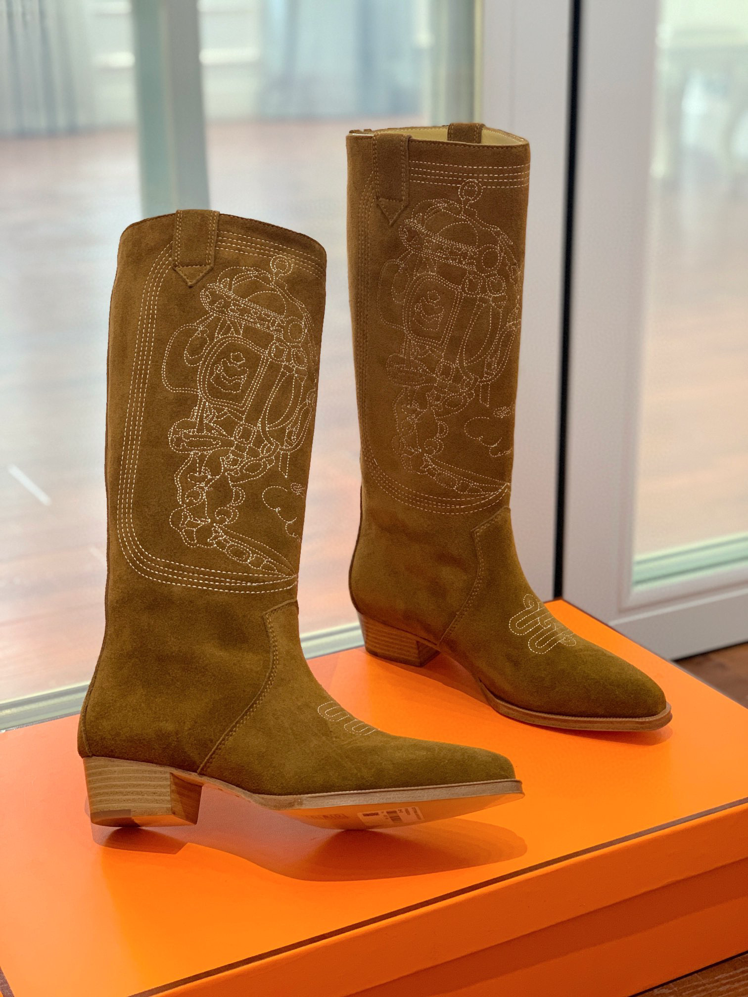 [TOP] HERMES Cow Boy Boots - Brown/Black/Black Suede