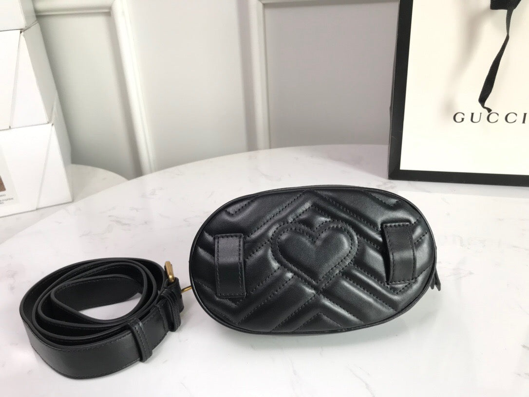 [TOP] GUCCI GG Marmont Belt Bag - Black