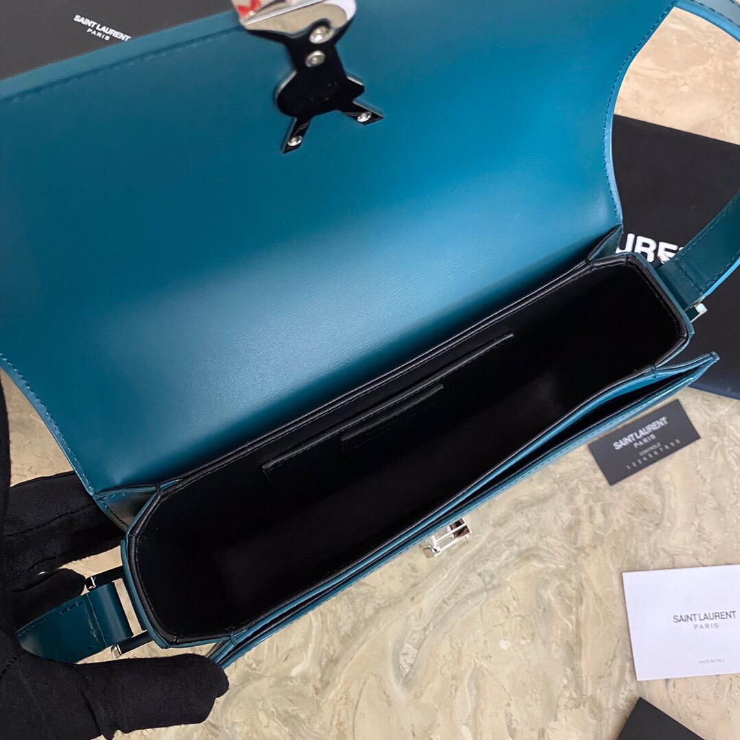 [TOP] Yves Saint Laurent YSL Solferino Medium Shoulder Bag - Blue SHW