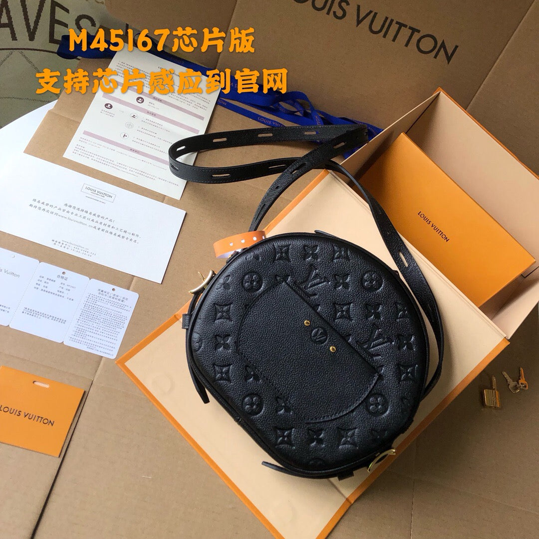 [TOP] Louis Vuitton LV Empreinte Boite Chapeau Souple Bag 20 x 22.5 x 8 cm- Black