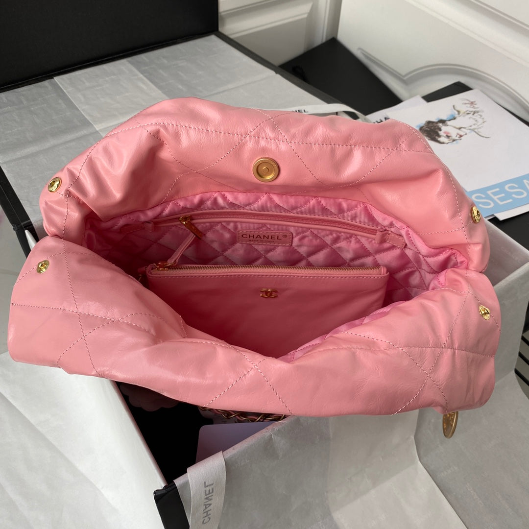 [TOP] CHANEL 22 Bag Small Tote 35x37x7cm - Coral Pink