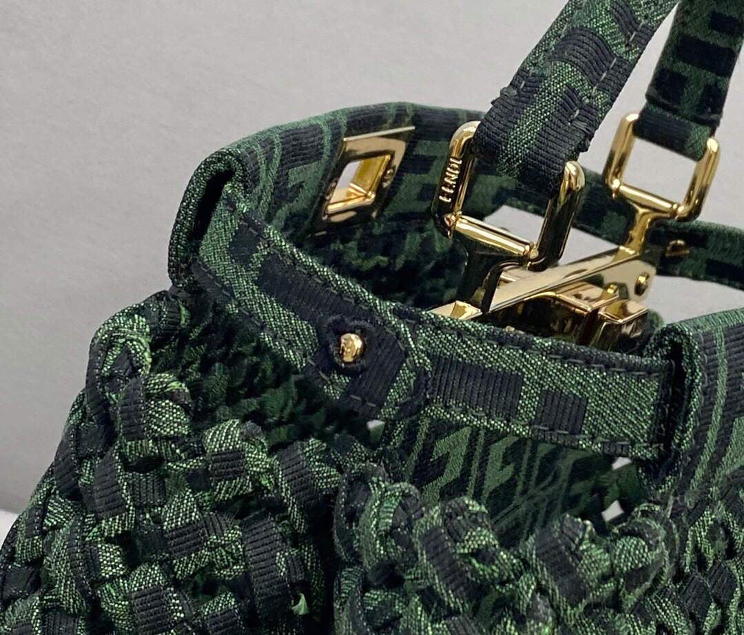 [TOP] FENDI FENDI Jacquard Interlace Peekaboo Mini Bag - Green