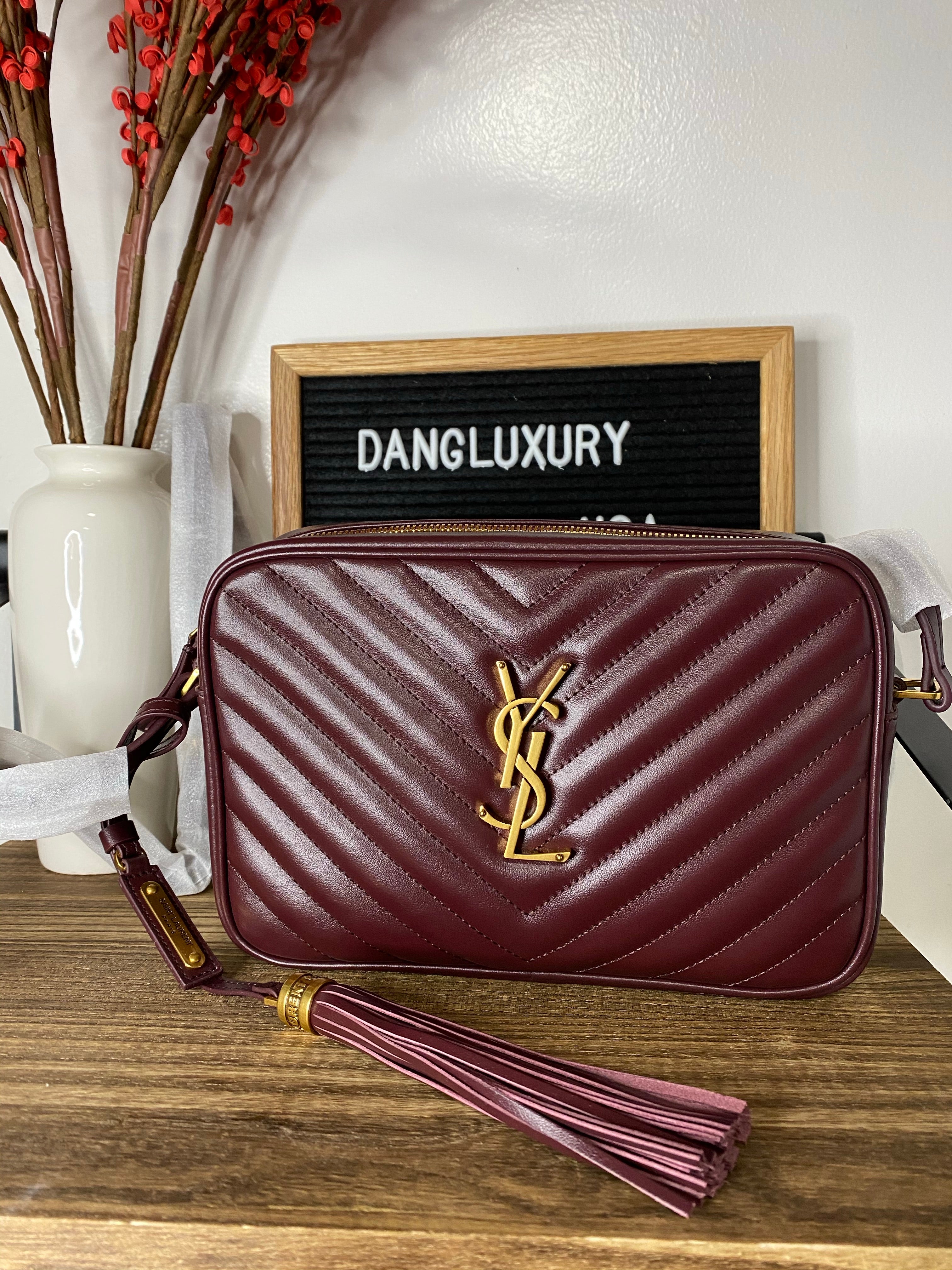 [TOP] Yves Saint Laurent YSL Loulou Camera Bag - Burgundy