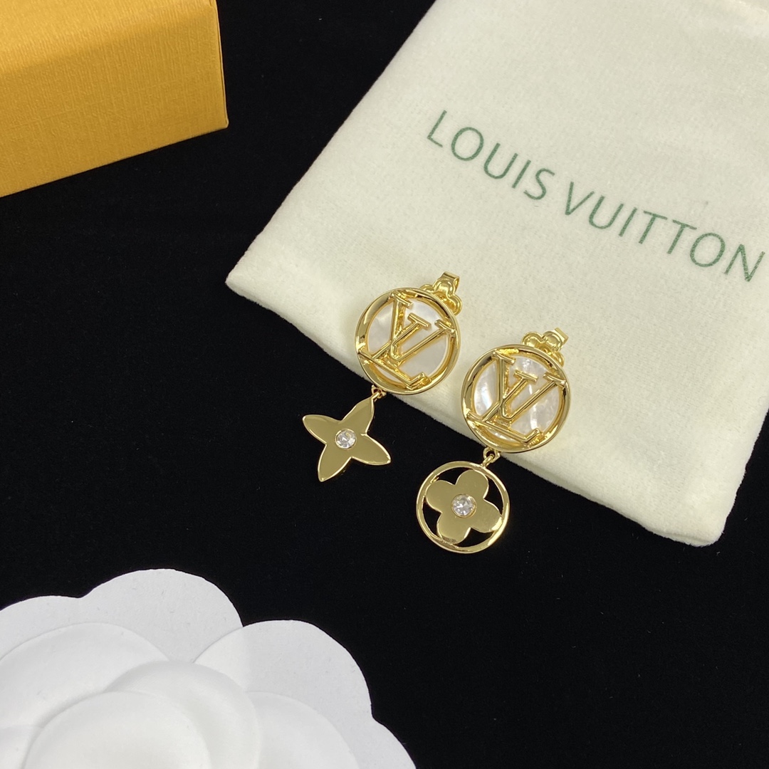[TOP] Louis Vuitton LV Necklace Earrings Set - Gold