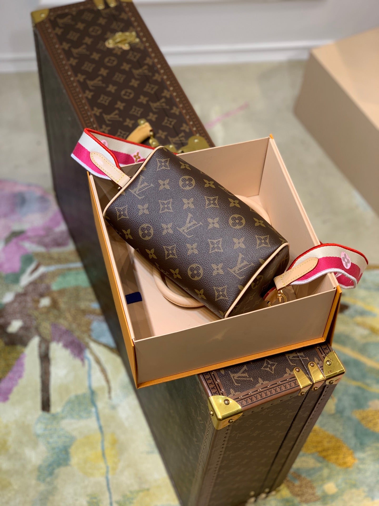 [TOP] Louis Vuitton LV Speedy 20 Monogram Crossbody Bag 20x13.5x12cm - Fuchsia