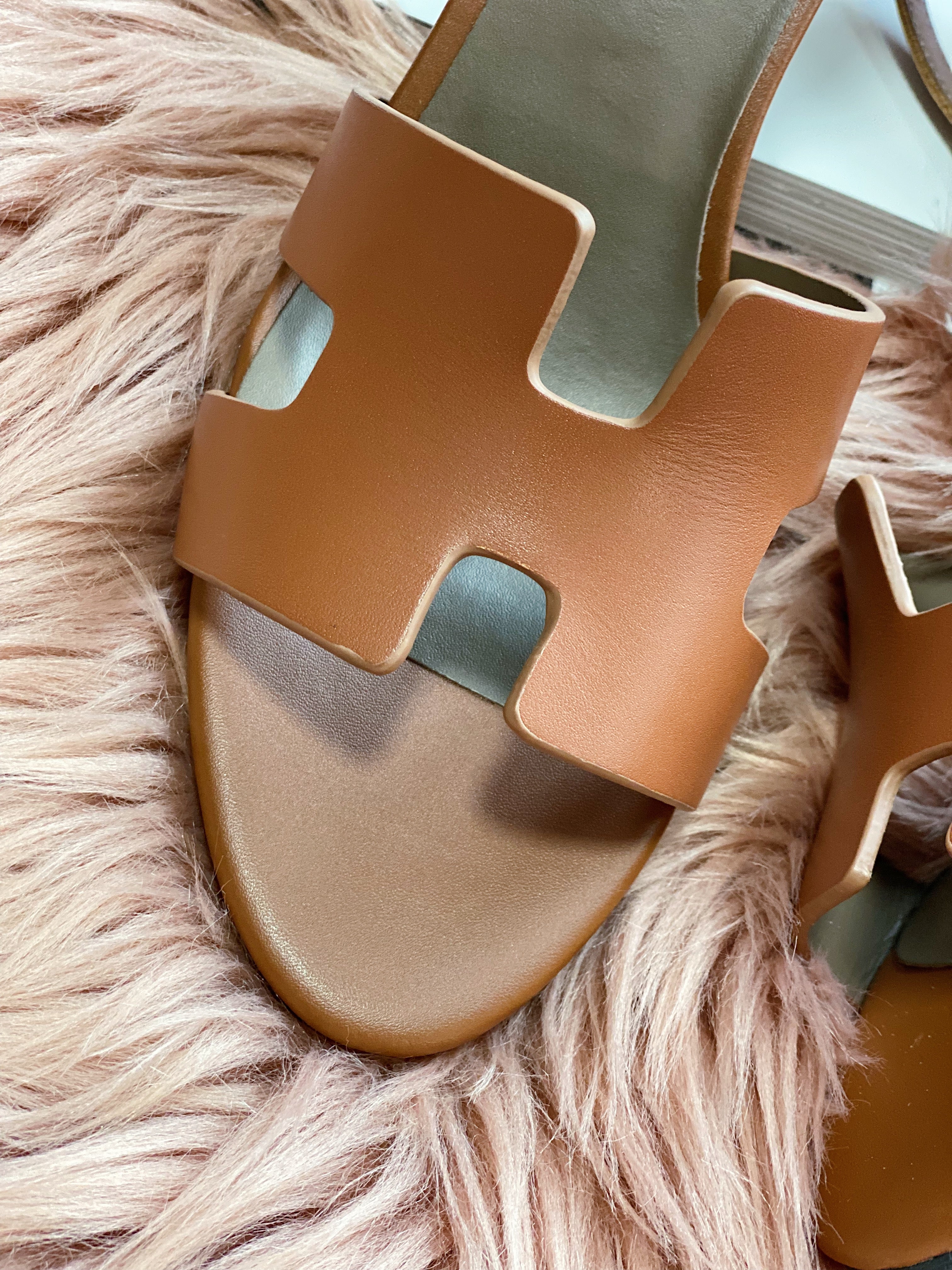 [TOP] HERMES Wedges Sandals Smooth Leather - Brown