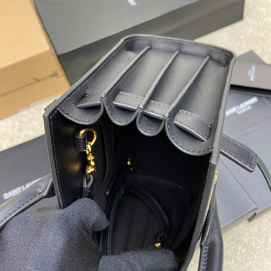 [TOP] Yves Saint Laurent YSL Nano Sac De Jour Leather Bag - Black w GHW