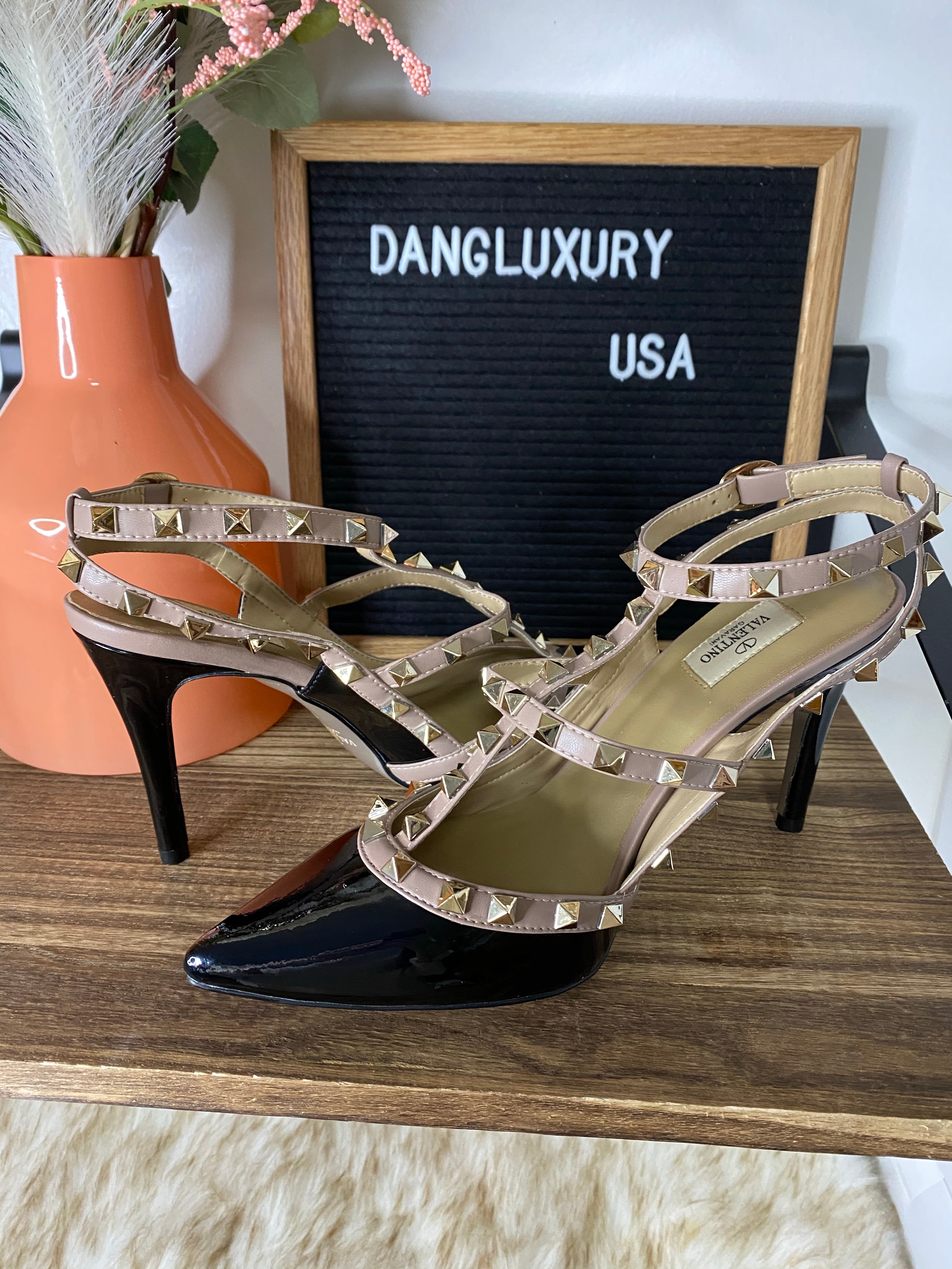 [TOP] VALENTINO  R0ckstud Slingback 100mm Pump - BLACK