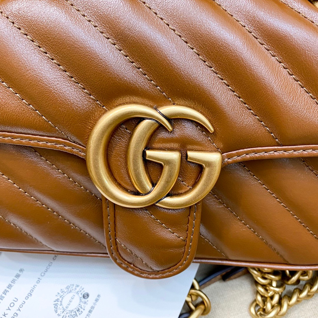 [TOP] GUCCI Marmont Bag Mini 22cm - Brown